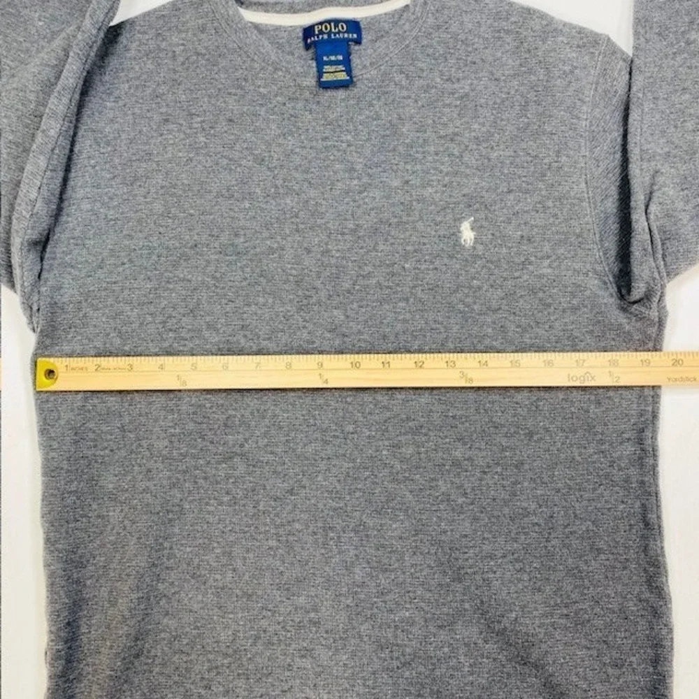 Polo Ralph Lauren Mens XL Charcoal Gray Waffle Knit Cotton Thermal Shirt L/S